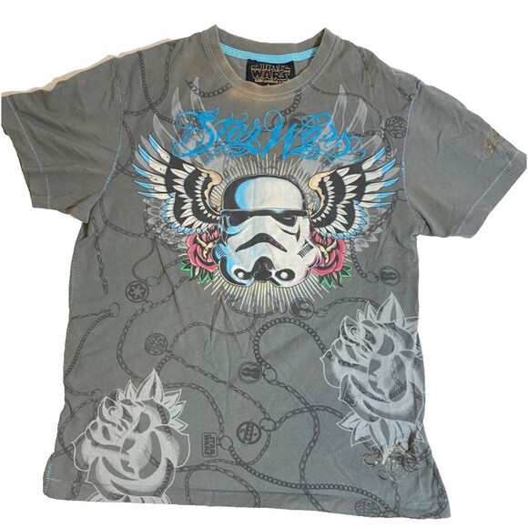 Marc Ecko Tops - Star Wars Stormtrooper T-Shirt w/ Wings/Roses~Distressed~Marc Ecko~LY2K~M Medium